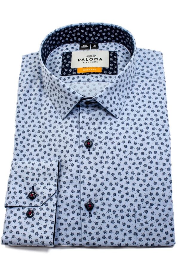 CAMISA AZUL CLARO ESTAMPADA RAMAS
