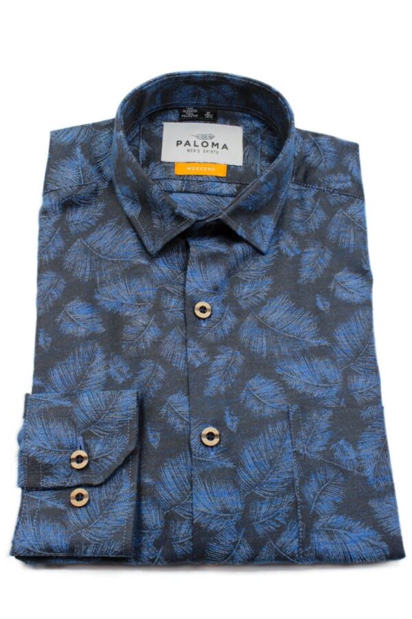 CAMISA AZUL OSCURO PALMA AZUL