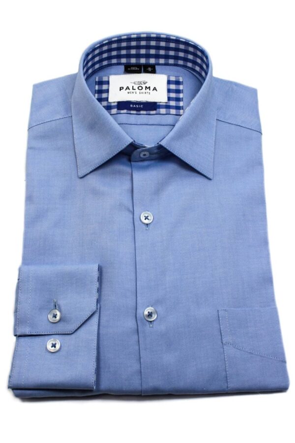 CAMISA AZUL MEDIO CONTRASTE CUELLO