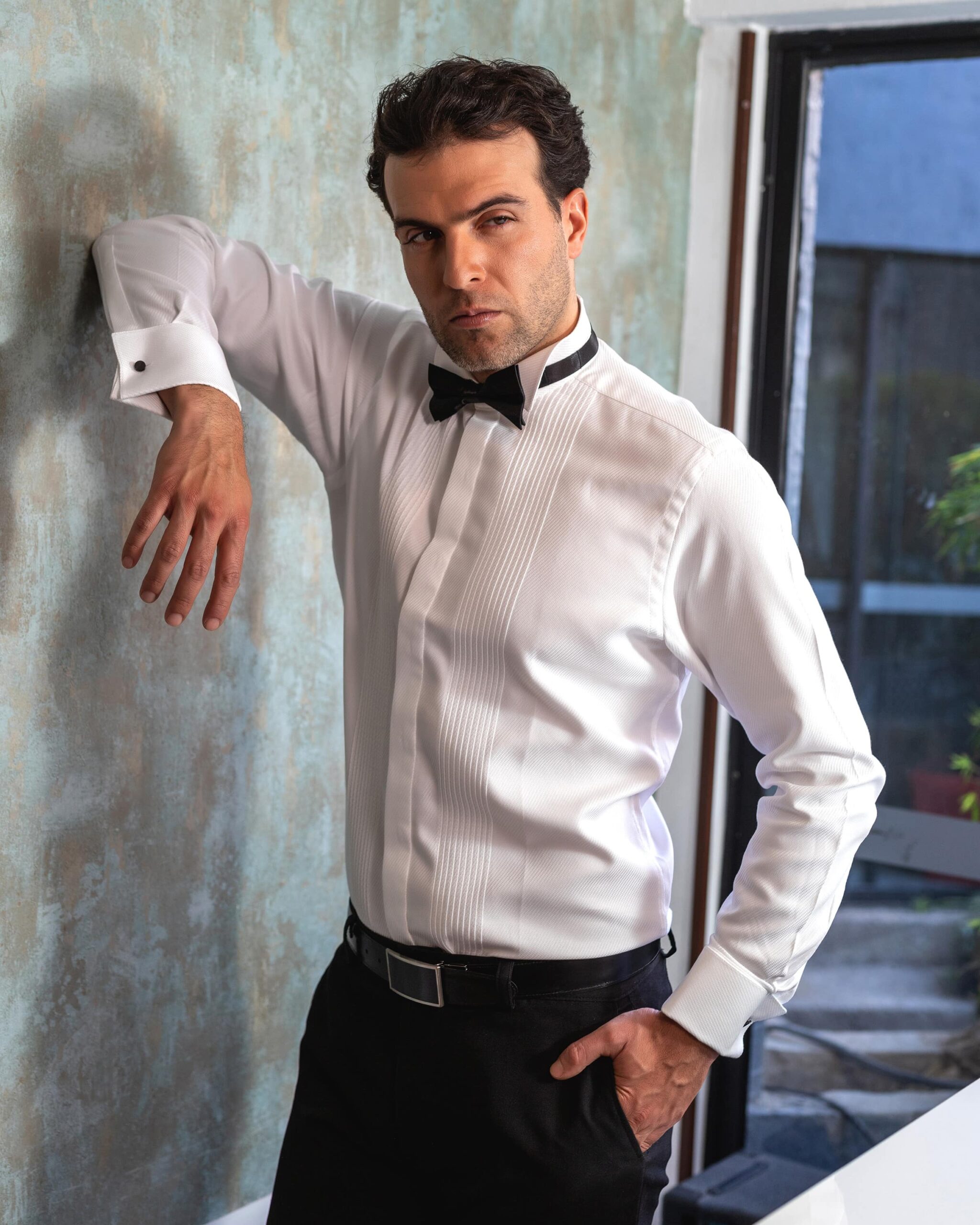 Camisa Smoking Blanca para Hombre - Imagen 2