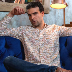 Camisa hombre manga larga algodón estampada motos - Weekend Paloma