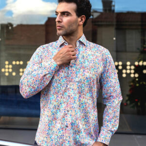 Camisa estampada para hombre Fish manga larga