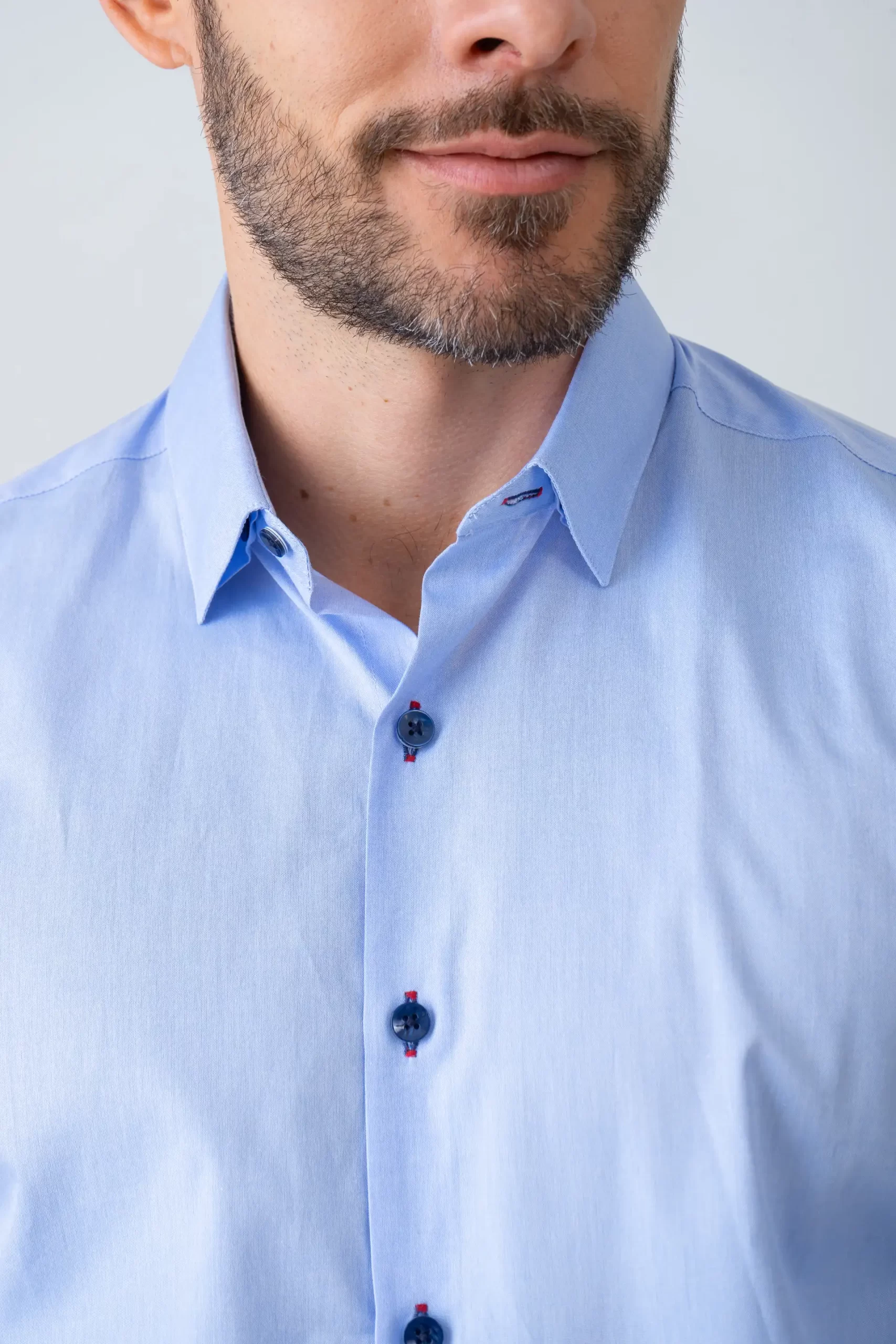 camisa azul algodón natural