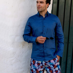 Pantaloneta hombre estampada flores azules - Paloma