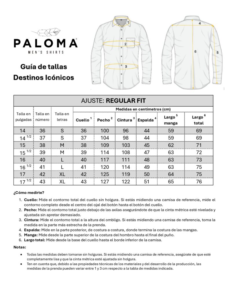 GUÍA DE TALLAS DESTINOS ICÓNICOS