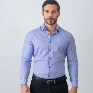 Camisa azul casual para hombre