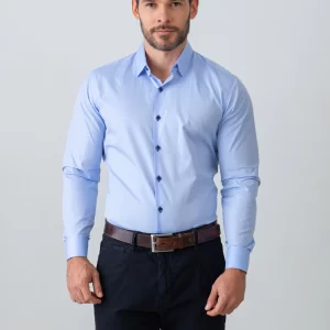 Camisa azul casual para hombre