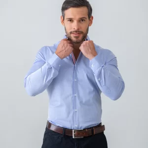 Camisa azul casual para hombre